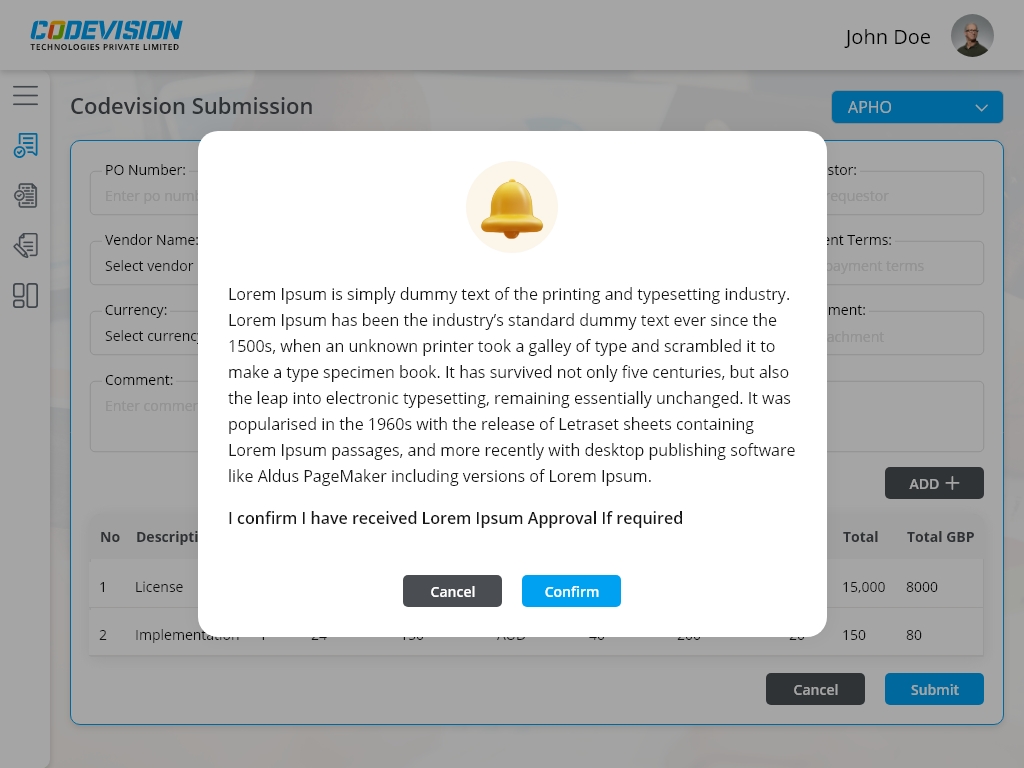 (4) Confirm Popup